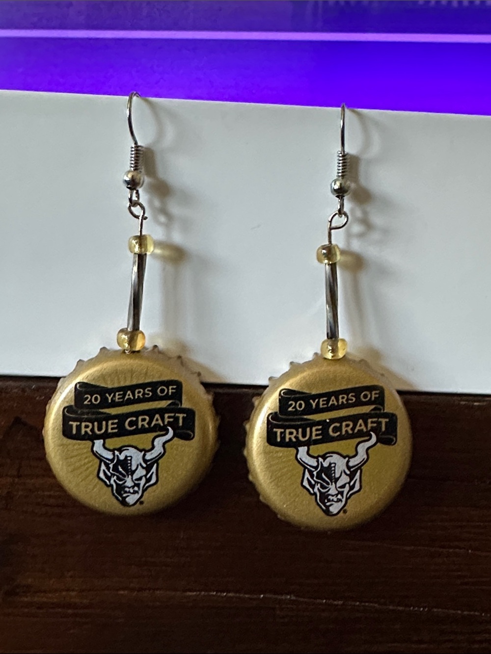 *STONE BREWING* Handmade True Craft Gold Logo Bottle Cap Dangle Earrings